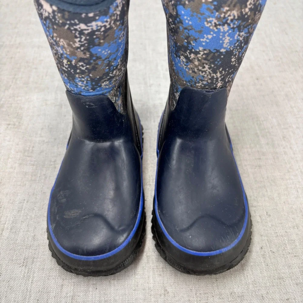 Bogs Kids Neo-Classic Digital Camo Winter Boots Navy Blue Waterproof Kid Size 10